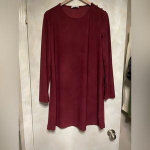 Midi burgundy winter long sleeve dress